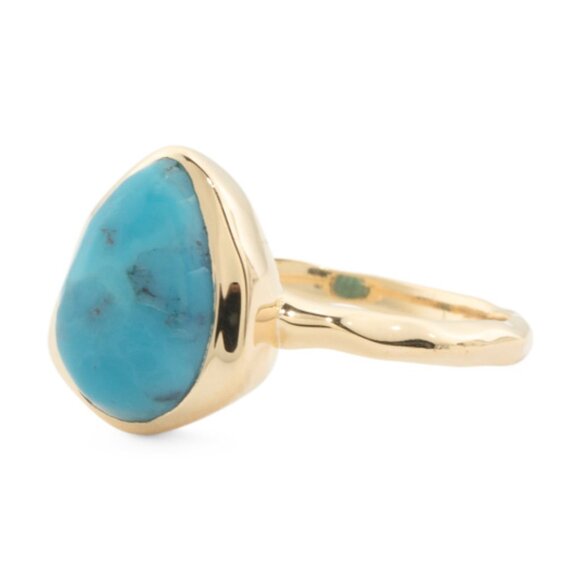 Shivam Jewelry - SHIVAM Made In India Gold Plated Blue Mohave Turquoise Ring
